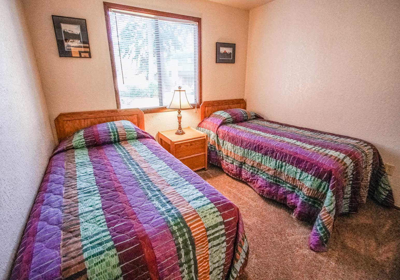 A 2 bedroom unit with double twin beds at VRI's Kala Point Village in Port Townsend, Washington.